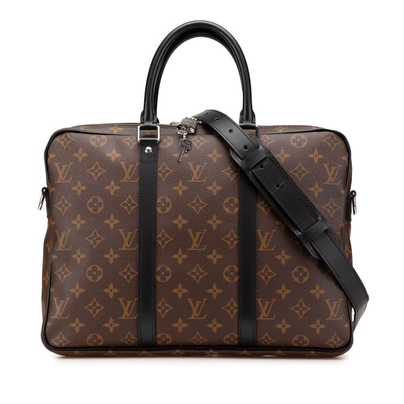 Louis Vuitton Monogram Macassar Porte Documents Voyage Brown Canvas Good condition - Front View