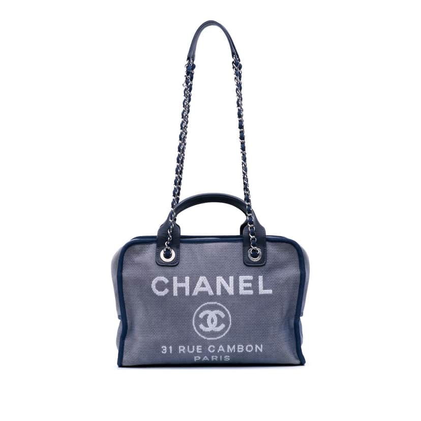 Chanel Large Denim Deauville Bowling Bag Blue Denim Good condition - Front View