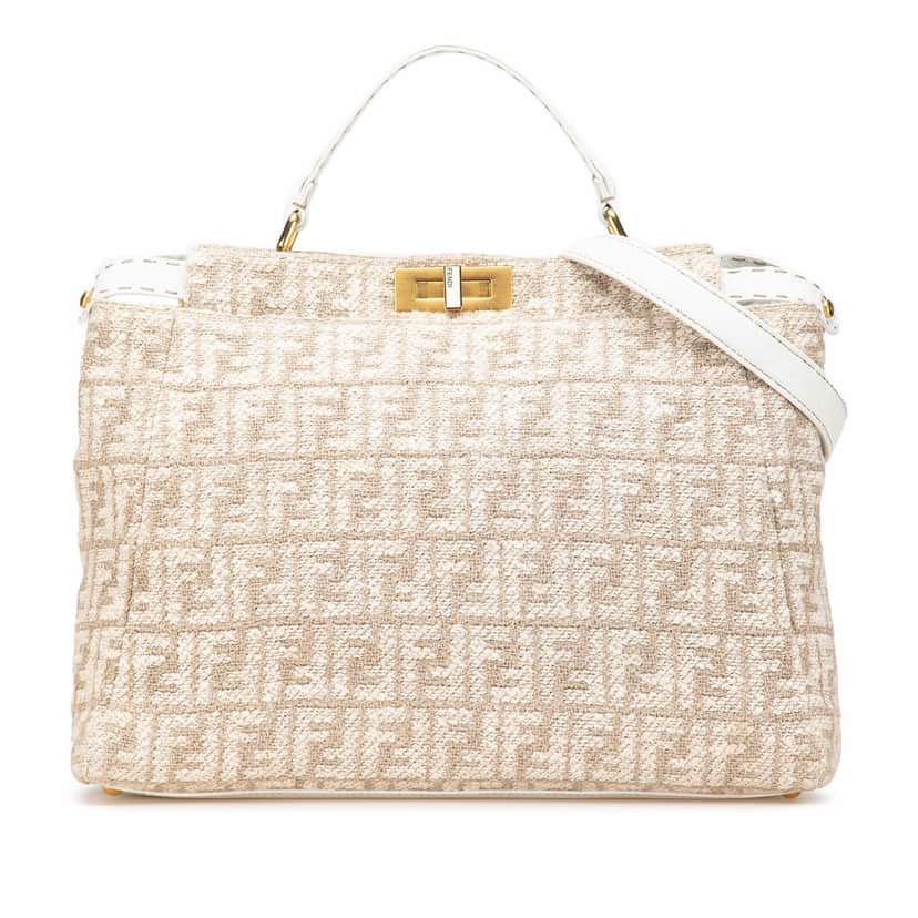 Fendi Large Zucca Corda Iconic Peekaboo Satchel Brown Canvas Good condition - Front View