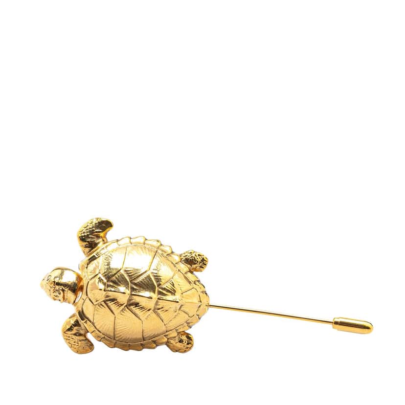 Chanel Gold Plated Turtle Pin Brooch Gold Metal Good condition - Front View