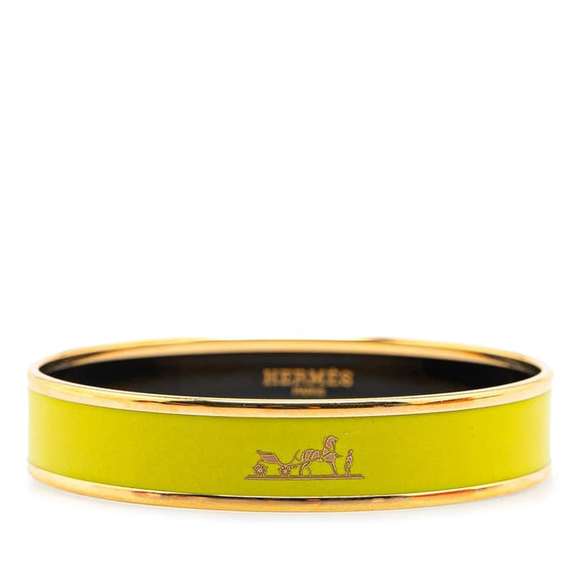 Hermès Enamel Caleche Bangle 65 Yellow Good condition - Front View