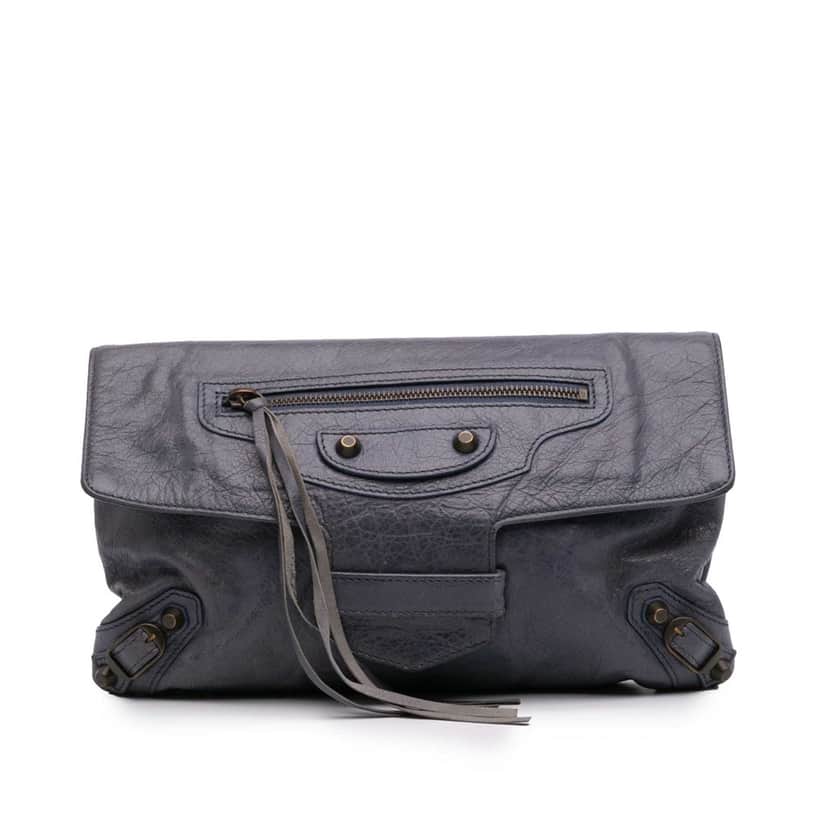 Balenciaga Lambskin Motocross Classic City Clutch Purple Leather Good condition - Front View