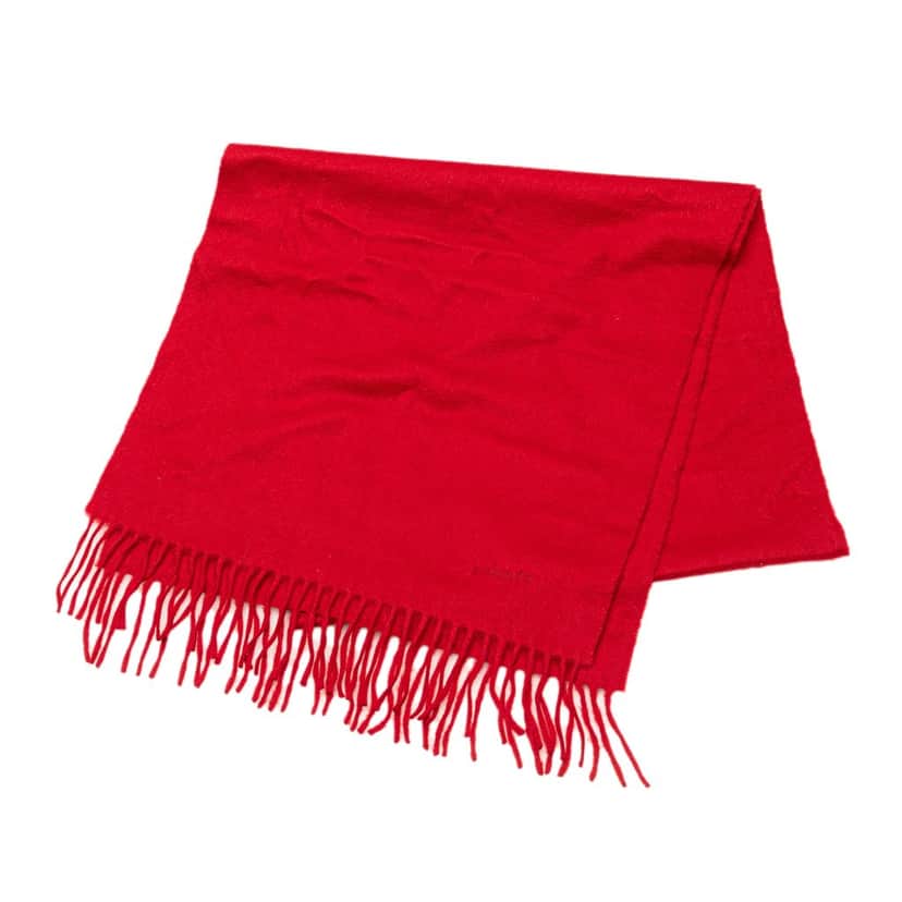 Hermès Cashmere Fringe Scarf Red Wool Very good condition - Front View