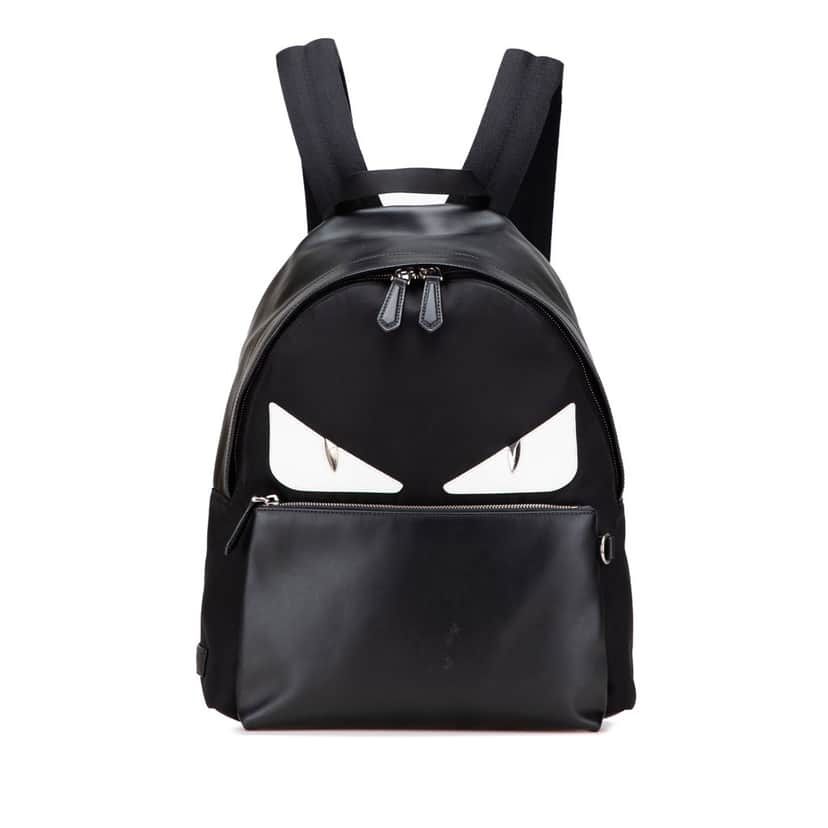 Fendi Nylon and Leather Bug Eyes Monster Backpack Black Good condition - Front View