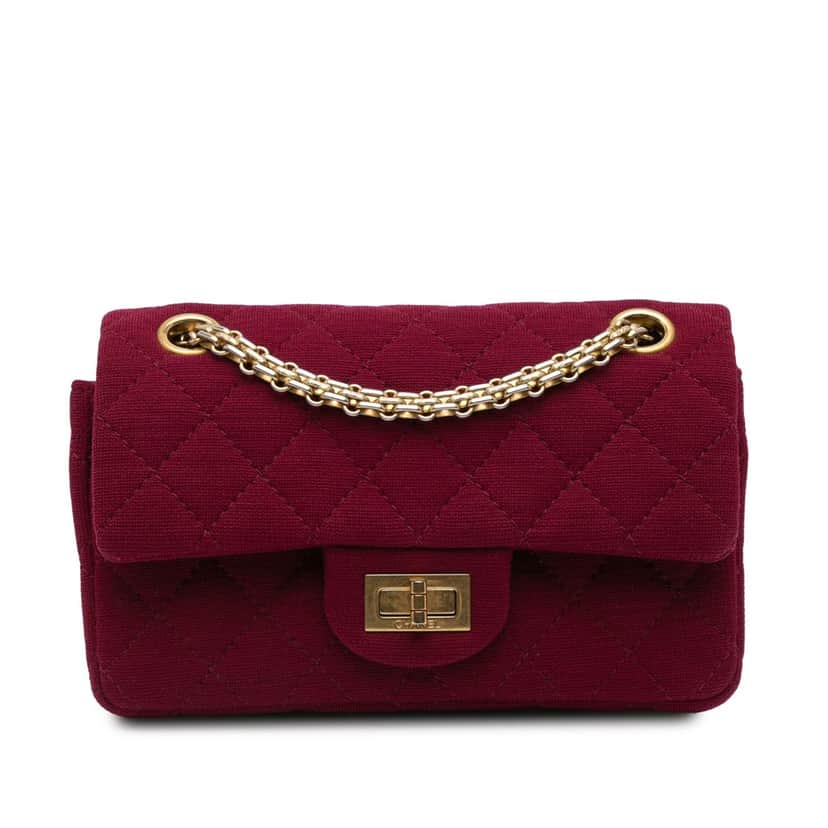 Chanel 2.55 Reissue Mini Quilted Jersey Double Flap Red Cotton Good condition - Front View