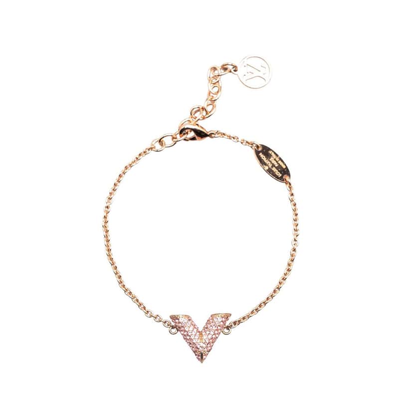 Louis Vuitton Rose Gold Crystal Essential V Supple Bracelet Pink Rose Gold Good condition - Front View