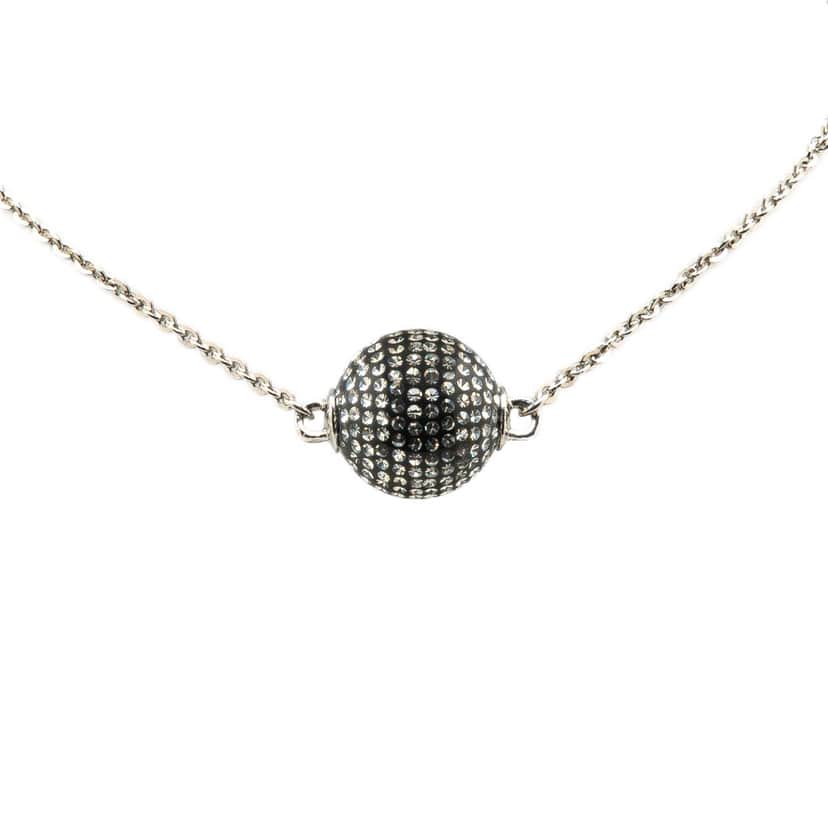 Chanel Silver Mirror Ball Pendant Necklace Silver Silver Good condition - Front View