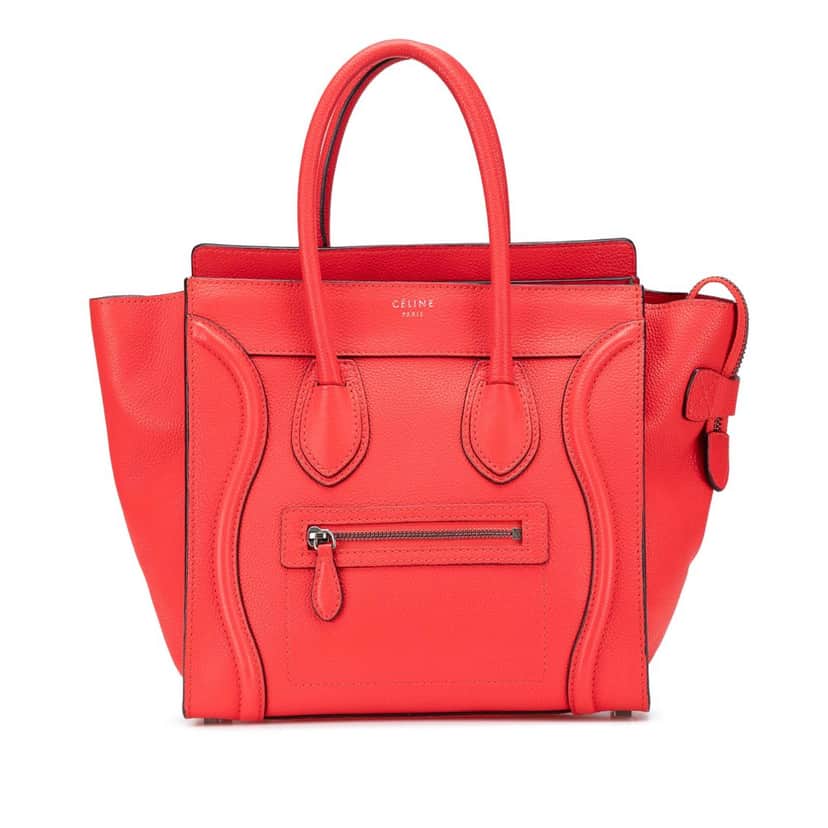 Celine Micro Calfskin Luggage Tote Red Leather Good condition - Front View