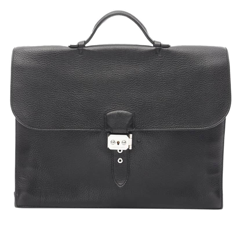 Hermès Togo Sac A Depeches 38 Black Leather Good condition - Front View