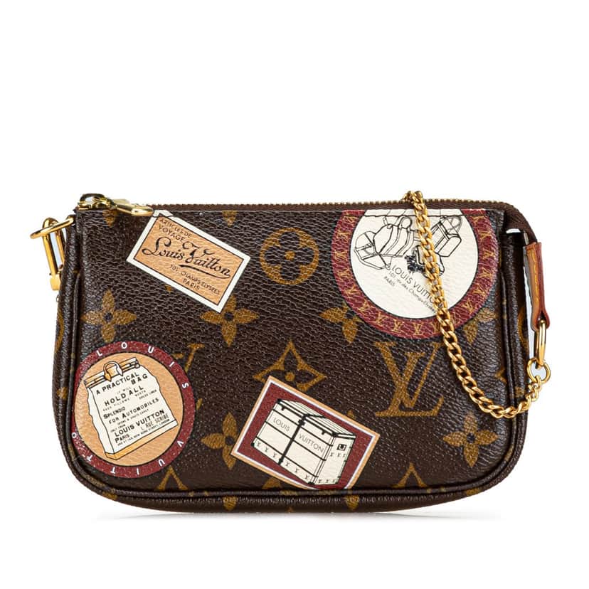 Louis Vuitton Monogram Patch Mini Pochette Accessoires Brown Canvas Good condition - Front View