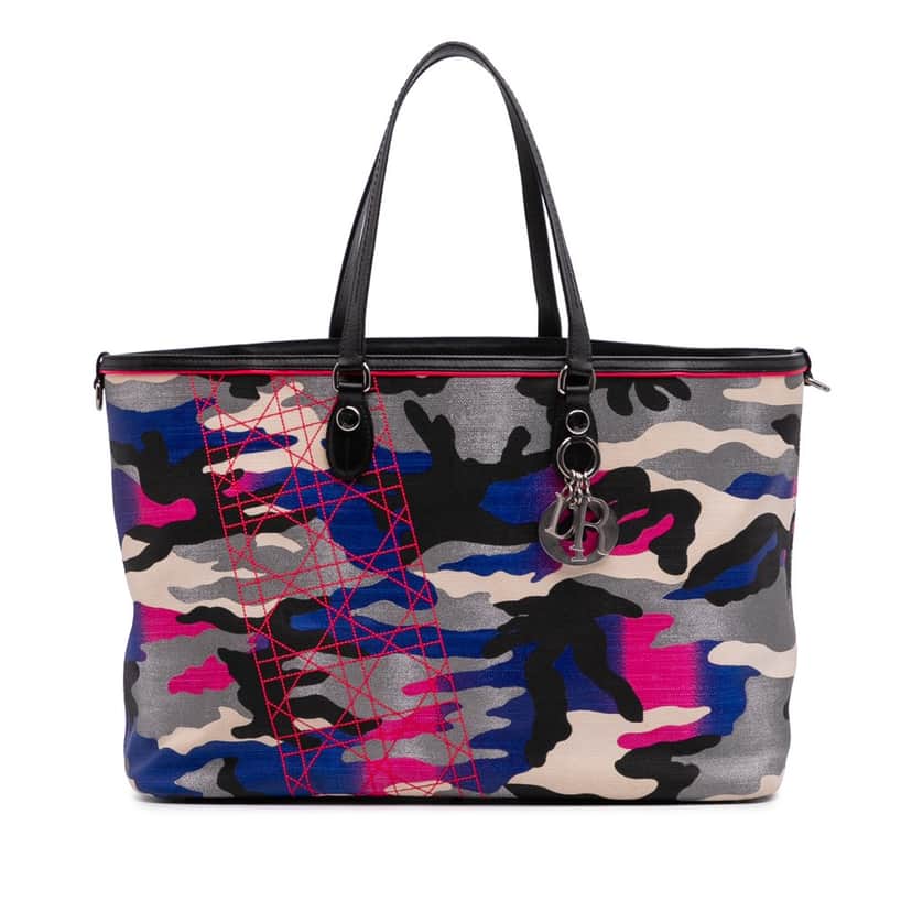 Dior Anselm Reyle Large Canvas Camoflage Tote Grey Canvas Good condition - Front View