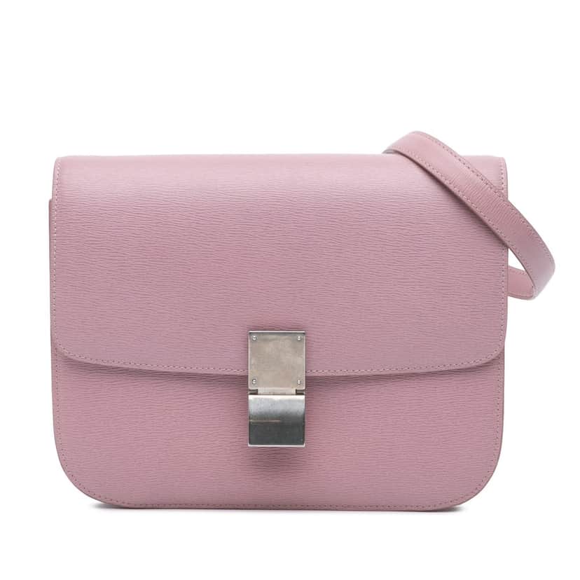 Celine Medium Calfskin Classic Box Pink Leather Good condition - Front View