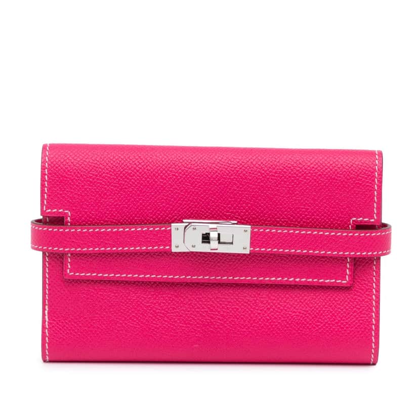 Hermès Medium Epsom Kelly Depliant Wallet Pink Leather Good condition - Front View
