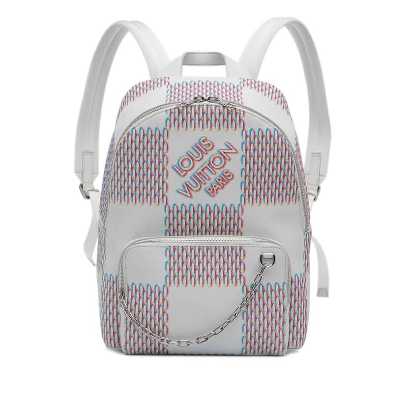 Louis Vuitton Damier Spray Racer Backpack White Leather Good condition - Front View