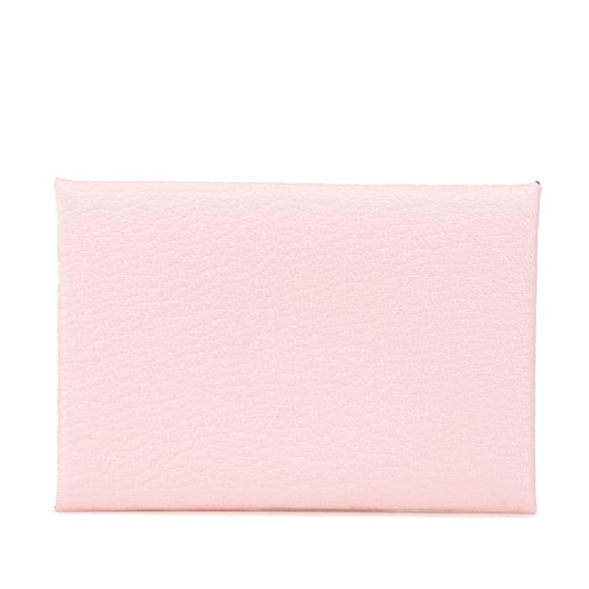 Hermès Chevre Mysore Calvi Duo Card Holder Pink Leather Good condition - Front View