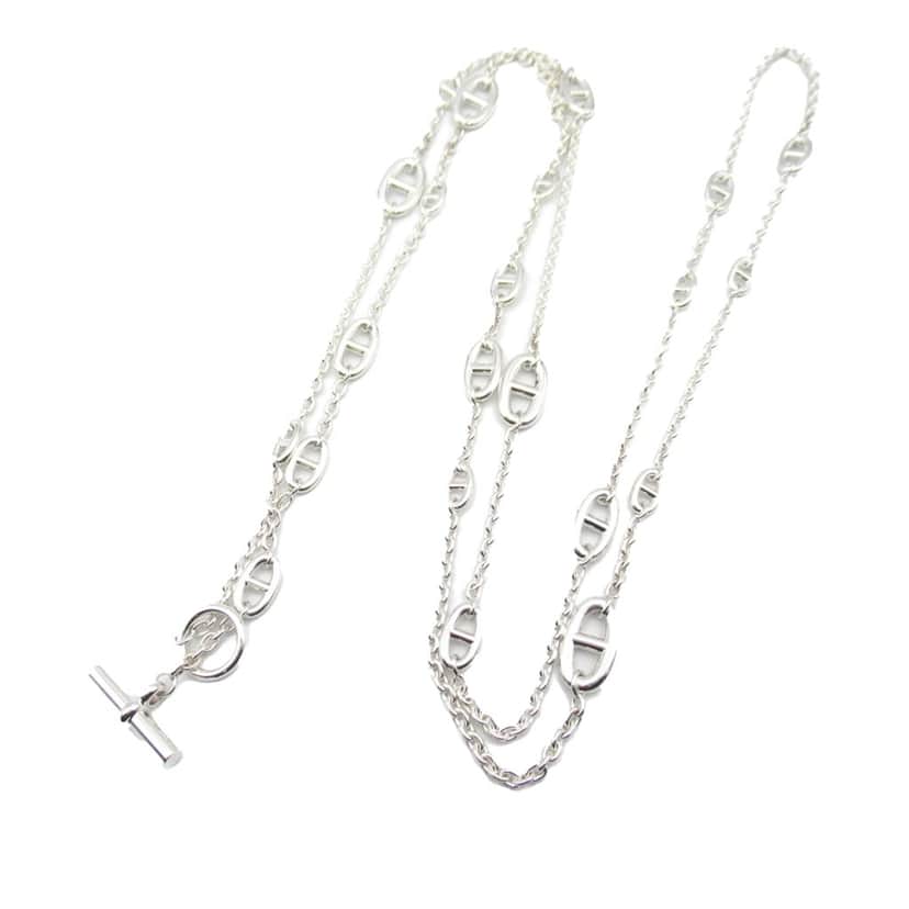Hermès Sterling Silver Chain d'Ancre Farandole Necklace Silver Silver Good condition - Front View