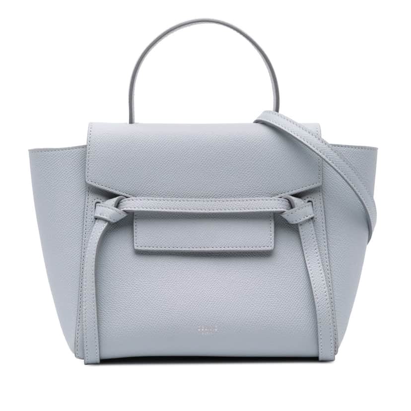 Celine Nano Grained Calfskin Belt Bag Grey Leather Good condition - Front View