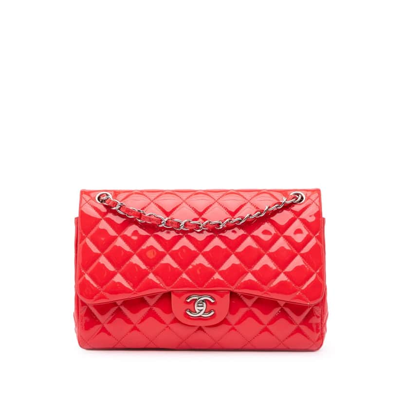 Chanel Jumbo Classic Patent Double Flap Red Leather Good condition - Front View