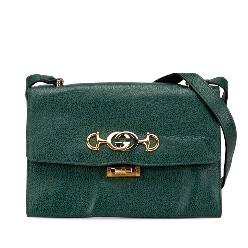 Gucci Small Leather Zumi Flap Crossbody Green Leather Good condition - Front View