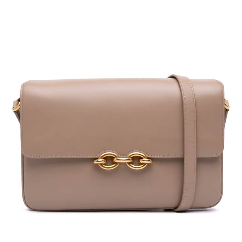 Saint Laurent Smooth Calfskin Le Maillon Crossbody Brown Leather Good condition - Front View