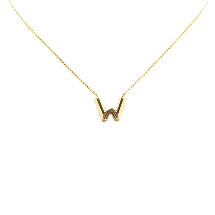 Louis Vuitton Gold Plated LV and Me Letter W Pendant Necklace Gold Metal Good condition - Front View