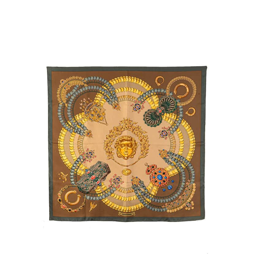 Hermès Kosmima Silk Scarf Brown Silk Good condition - Front View