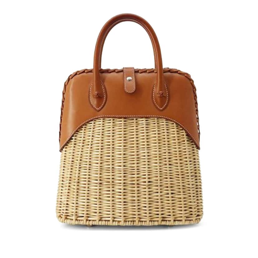 Hermès Osier Wicker and Barenia Bolide Picnic 24 Brown Good condition - Front View