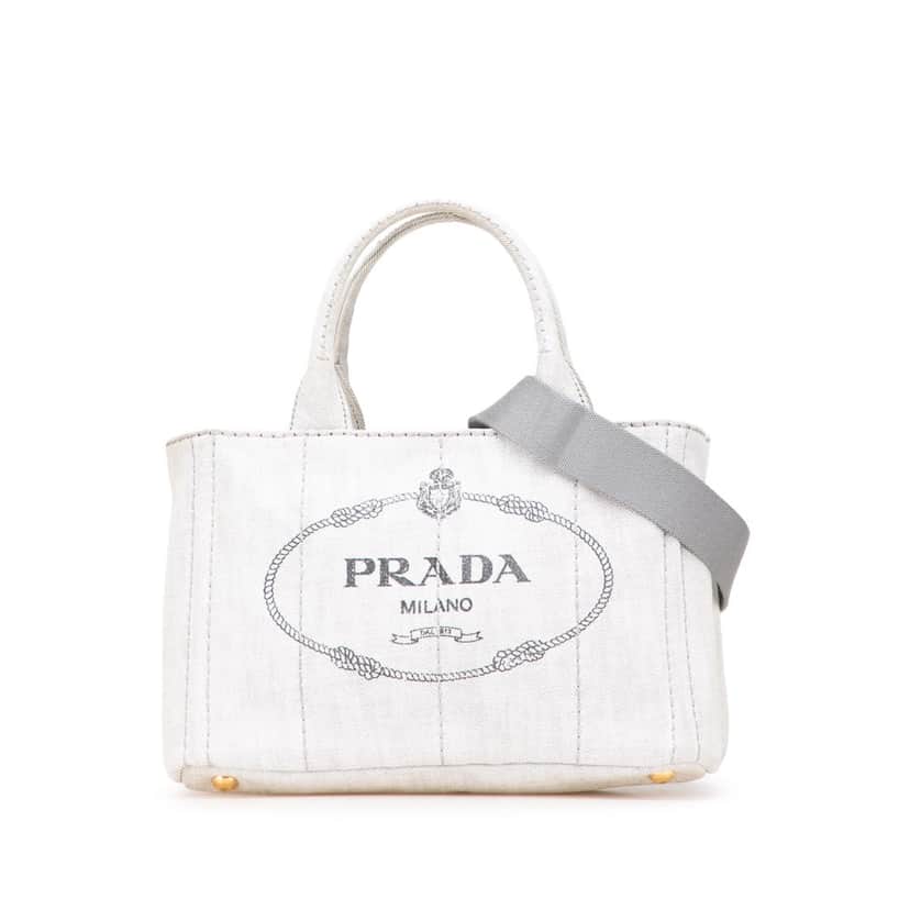 Prada Small Denim Canapa Logo Satchel Grey Denim Good condition - Front View