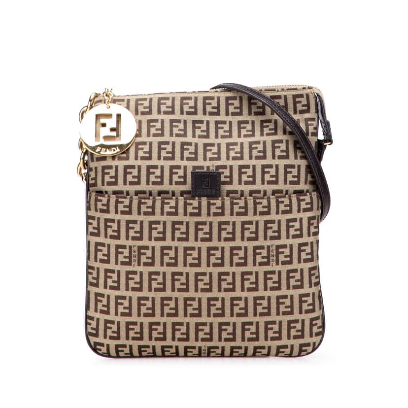 Fendi Zucchino Canvas Forever Crossbody Brown Canvas Good condition - Front View