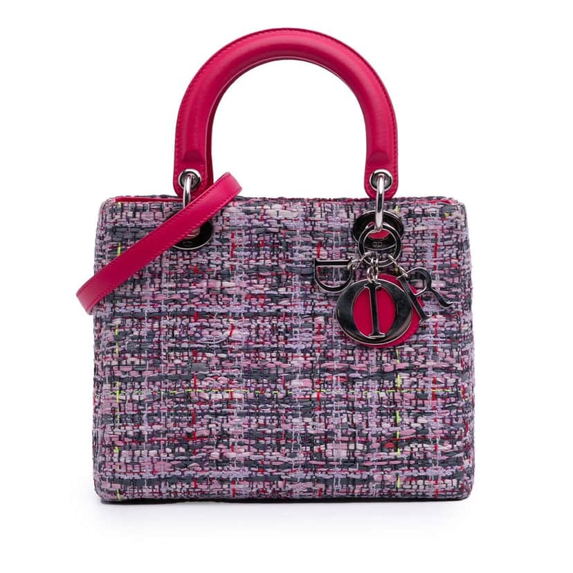 Dior Medium Tweed Lady Dior Pink Tweed Good condition - Front View