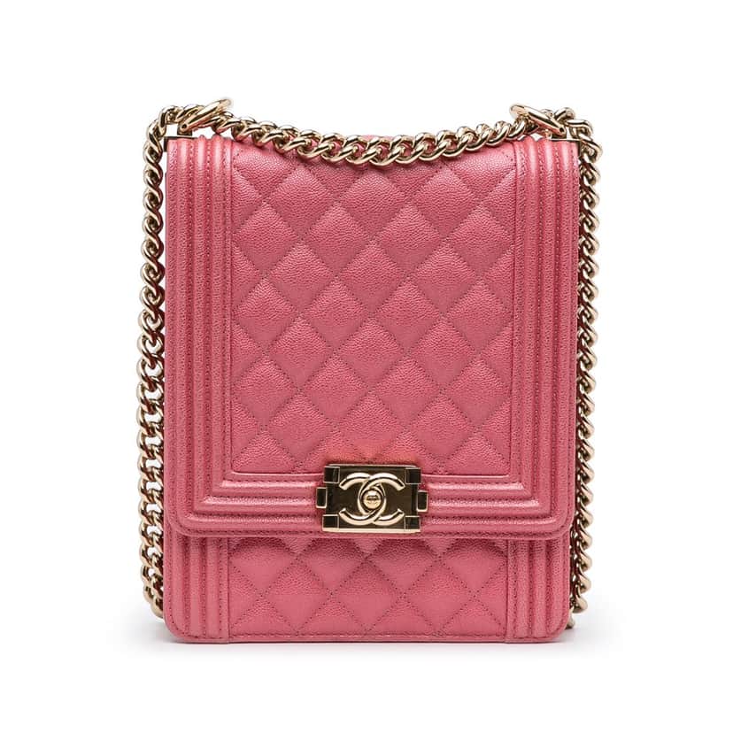 Chanel North South Boy Flap Pink Leather Very good condition - Front View