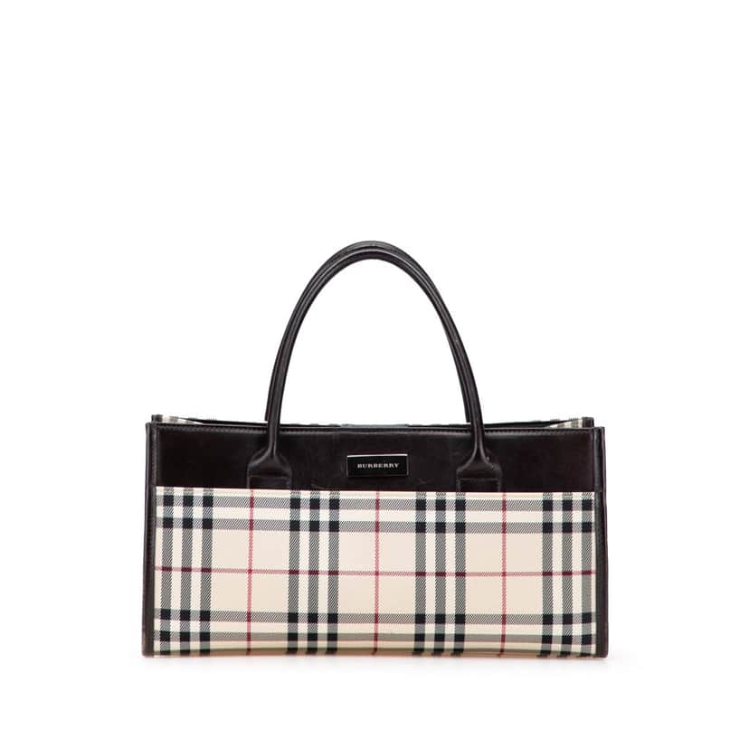 Burberry House Check Canvas Handbag Brown Canvas Good condition - Front View