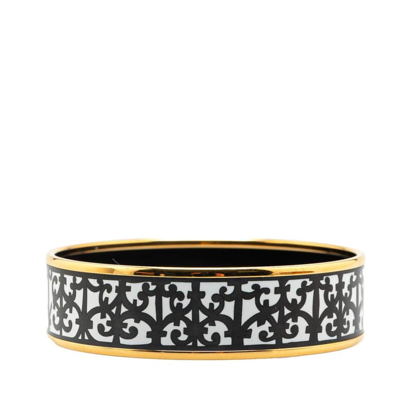 Hermès Wide Balcons du Guadalquivir Enamel Bangle 62 White Good condition - Front View