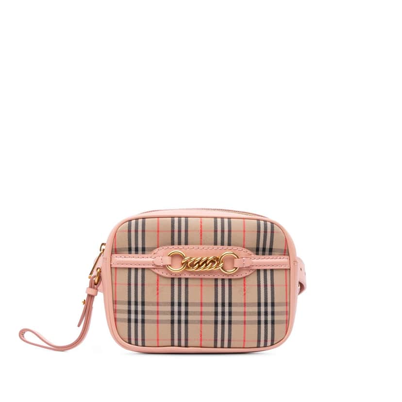 Burberry Haymarket Check Canvas 1983 Link Belt Bag Brown Canvas Good condition - Front View