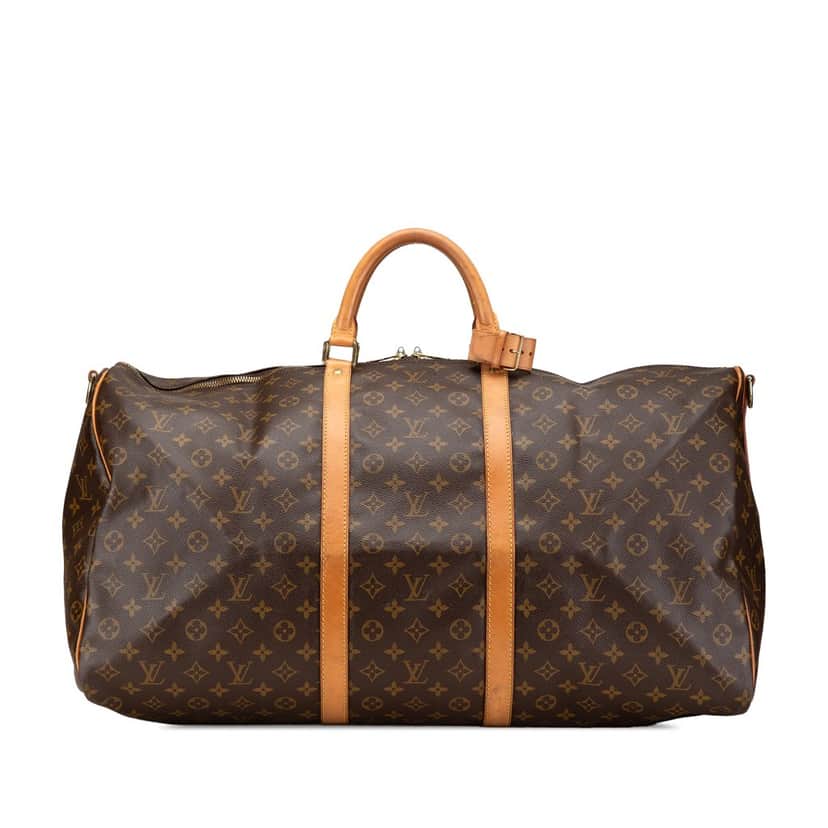 Louis Vuitton Monogram Keepall Bandouliere 60 Brown Canvas Fair condition - Front View