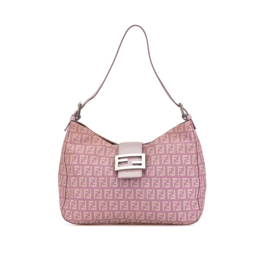 Fendi Zucchino Canvas Shoulder Bag Purple Canvas Fair condition - Front View