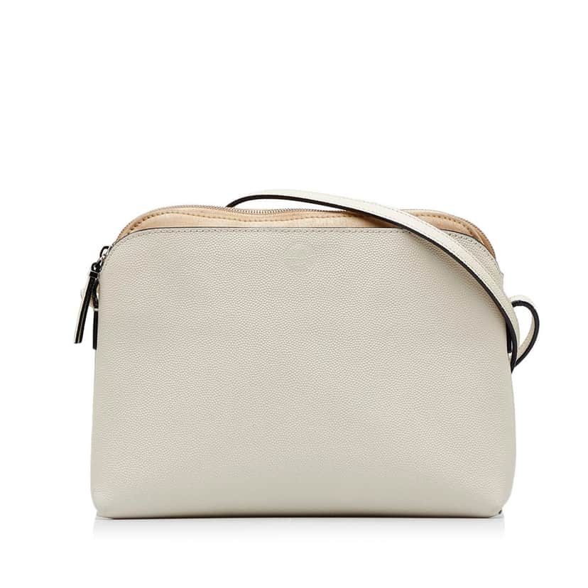 The Row Pebbled Leather Crossbody White Leather Fair condition - Front View