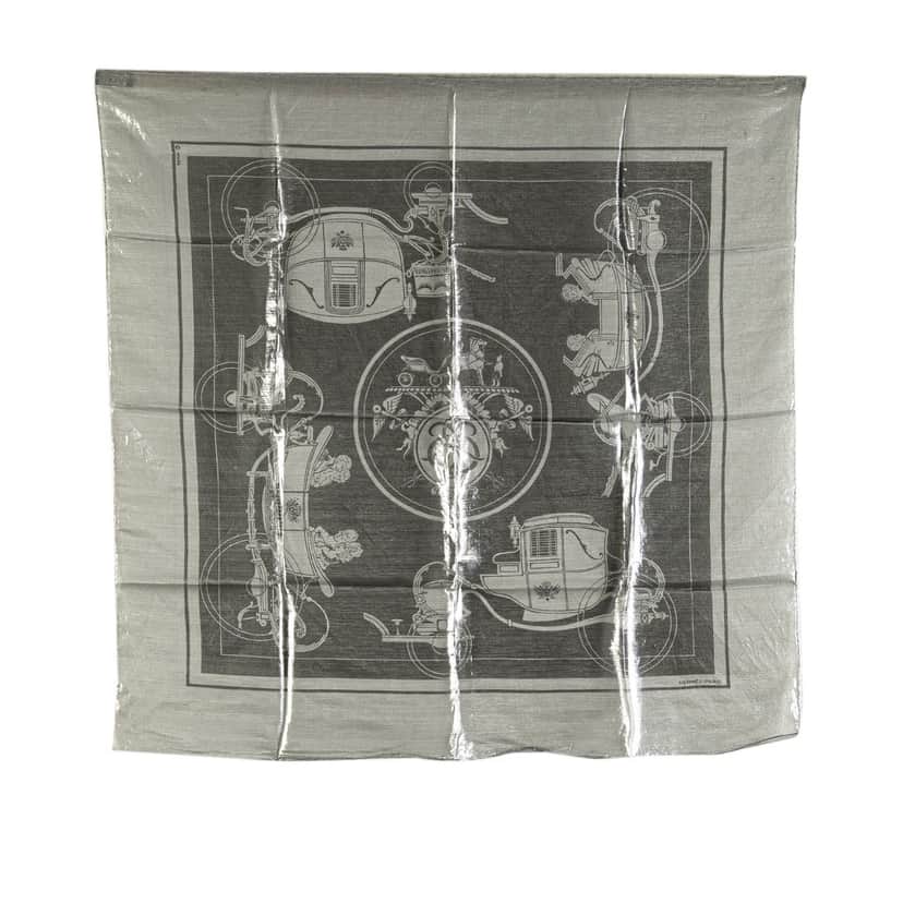 Hermès Ex Libris Glam Silk Scarf Grey Silk Good condition - Front View