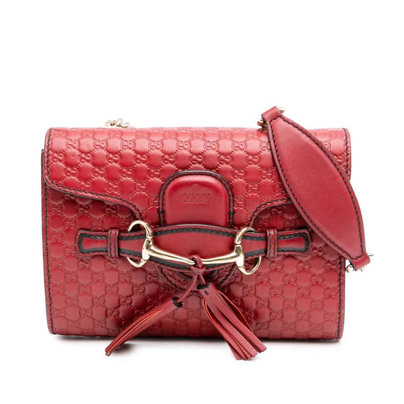 Gucci Mini Microguccissima Emily Crossbody Red Leather Good condition - Front View