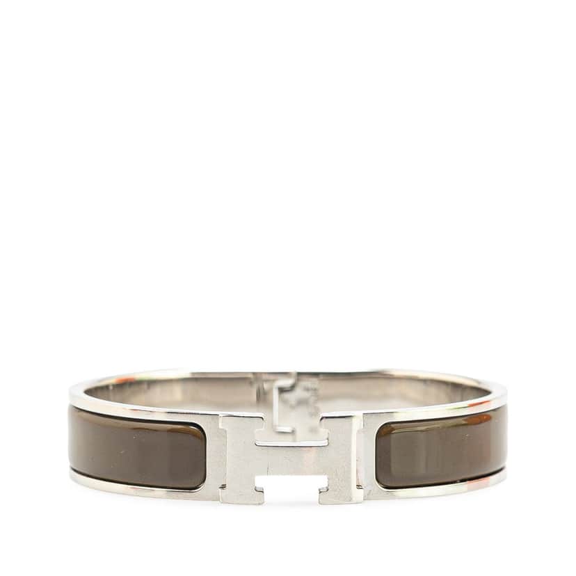 Hermès Narrow Enamel Clic H Bracelet PM Brown Good condition - Front View