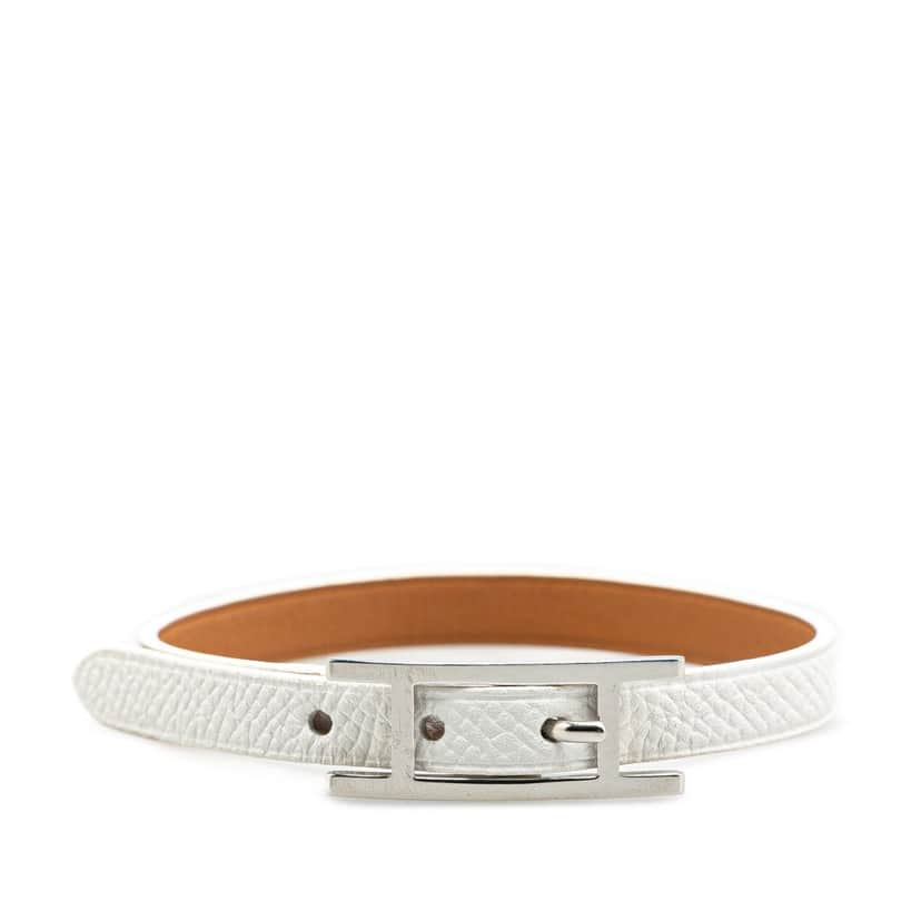 Hermès Epsom Behapi Single Tour Bracelet White Leather Good condition - Front View