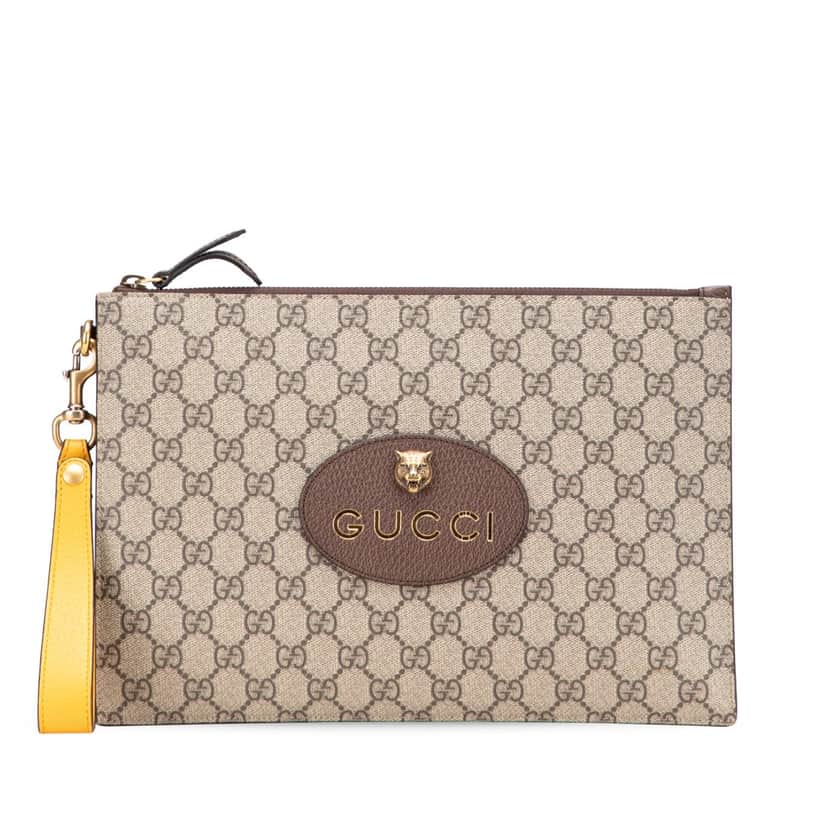 Gucci GG Supreme Neo Vintage Clutch Grey Canvas Good condition - Front View