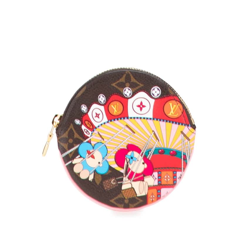 Louis Vuitton Monogram Vivienne Christmas Animation Swing Ride Round Coin Purse Brown Canvas Good condition - Front View