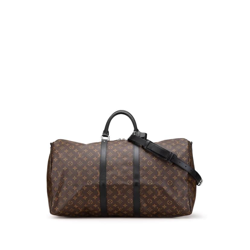 Louis Vuitton Monogram Macassar Keepall Bandouliere 55 Brown Canvas Good condition - Front View