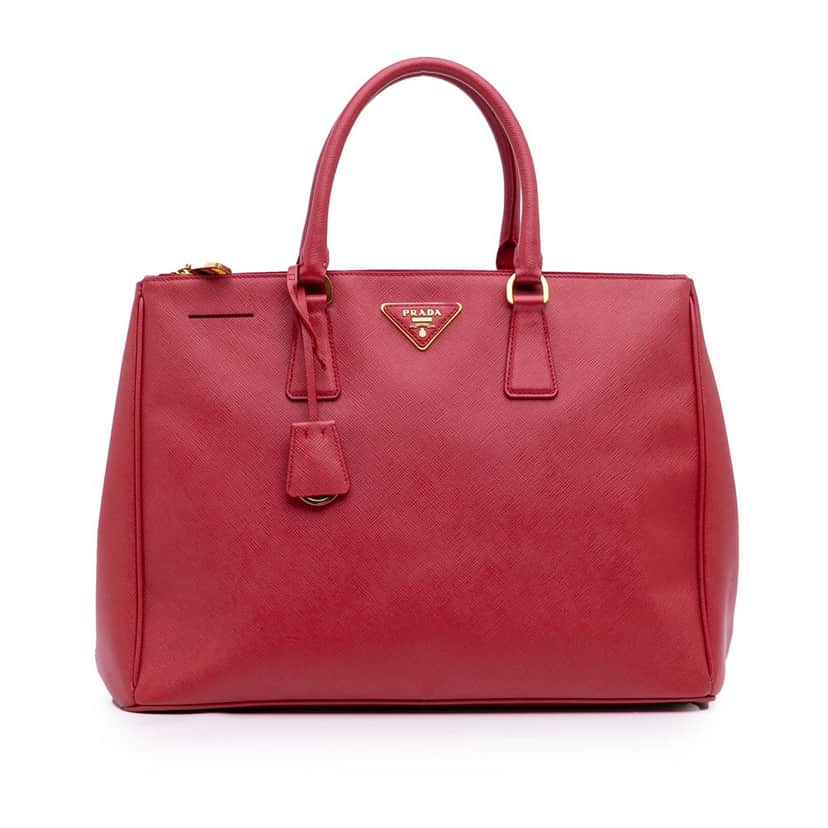 Prada Large Saffiano Lux Galleria Double Zip Satchel Red Leather Good condition - Front View