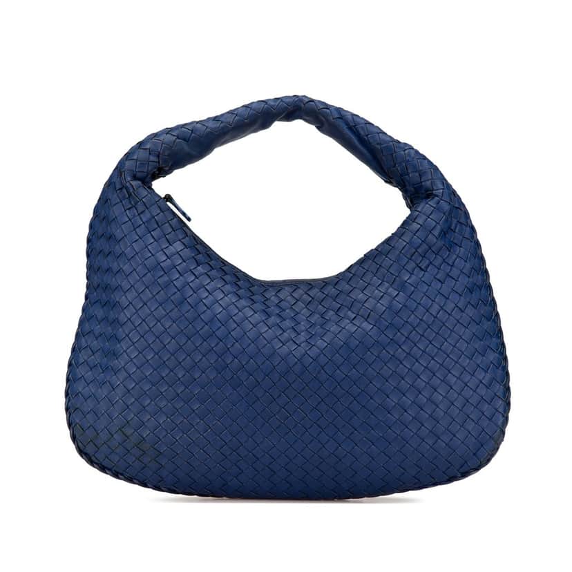 Bottega Veneta Small Nappa Intrecciato Veneta Hobo Blue Leather Good condition - Front View