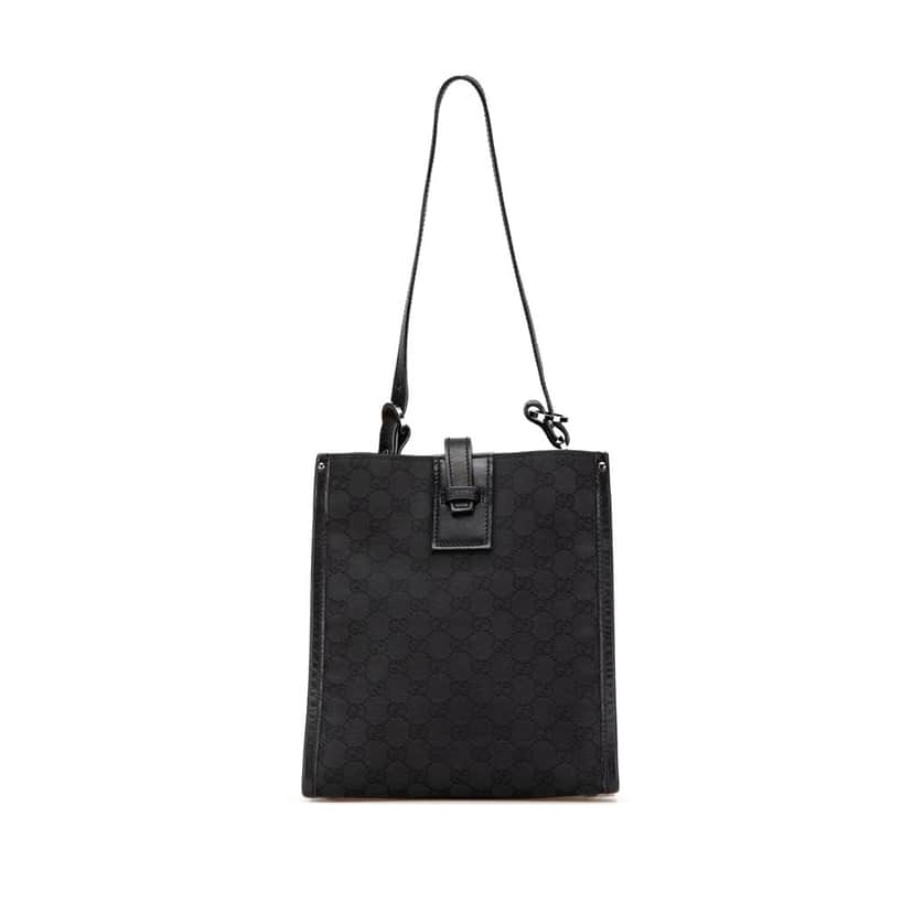 Gucci GG Canvas Shoulder Bag Black Canvas Good condition - Front View