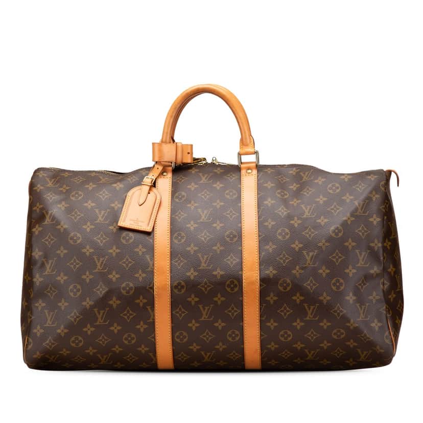 Louis Vuitton Monogram Keepall 55 Brown Canvas Fair condition - Front View