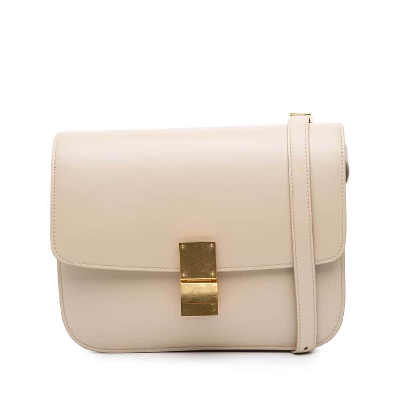 Celine Medium Calfskin Classic Box Brown Leather Good condition - Front View