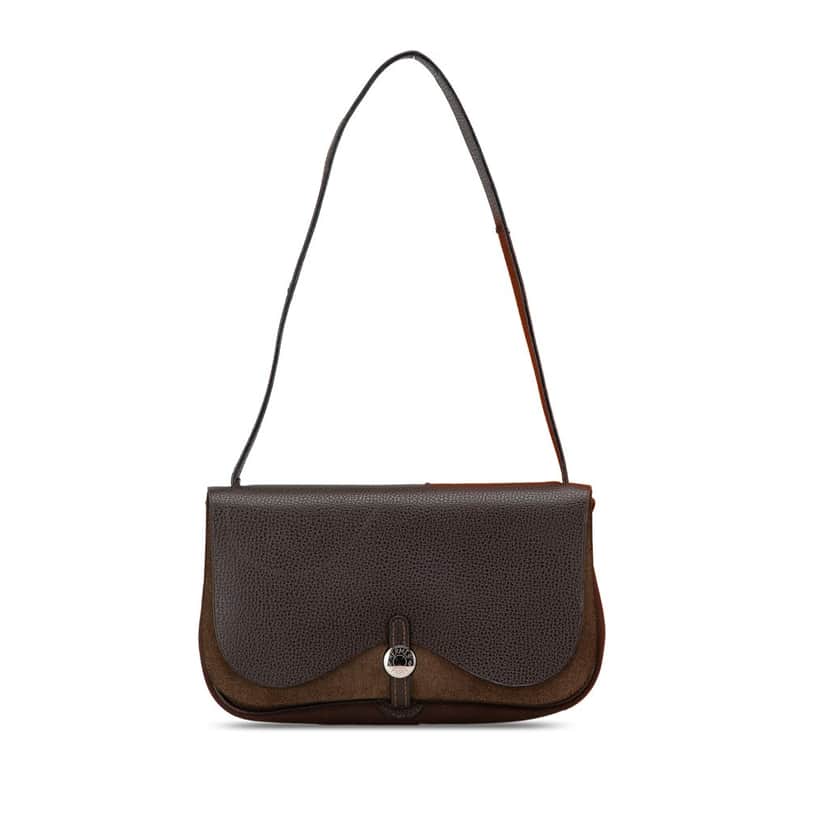 Hermès Vache Liege and Toile Sac Colorado PM Brown Leather Good condition - Front View